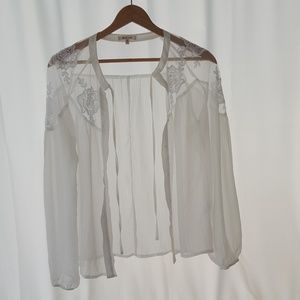 bleuh ciel Tops - Beautiful Sexy White Sheer Button Down Top bleuh ciel Tops - Beautiful Sexy White Sheer Button Down Top